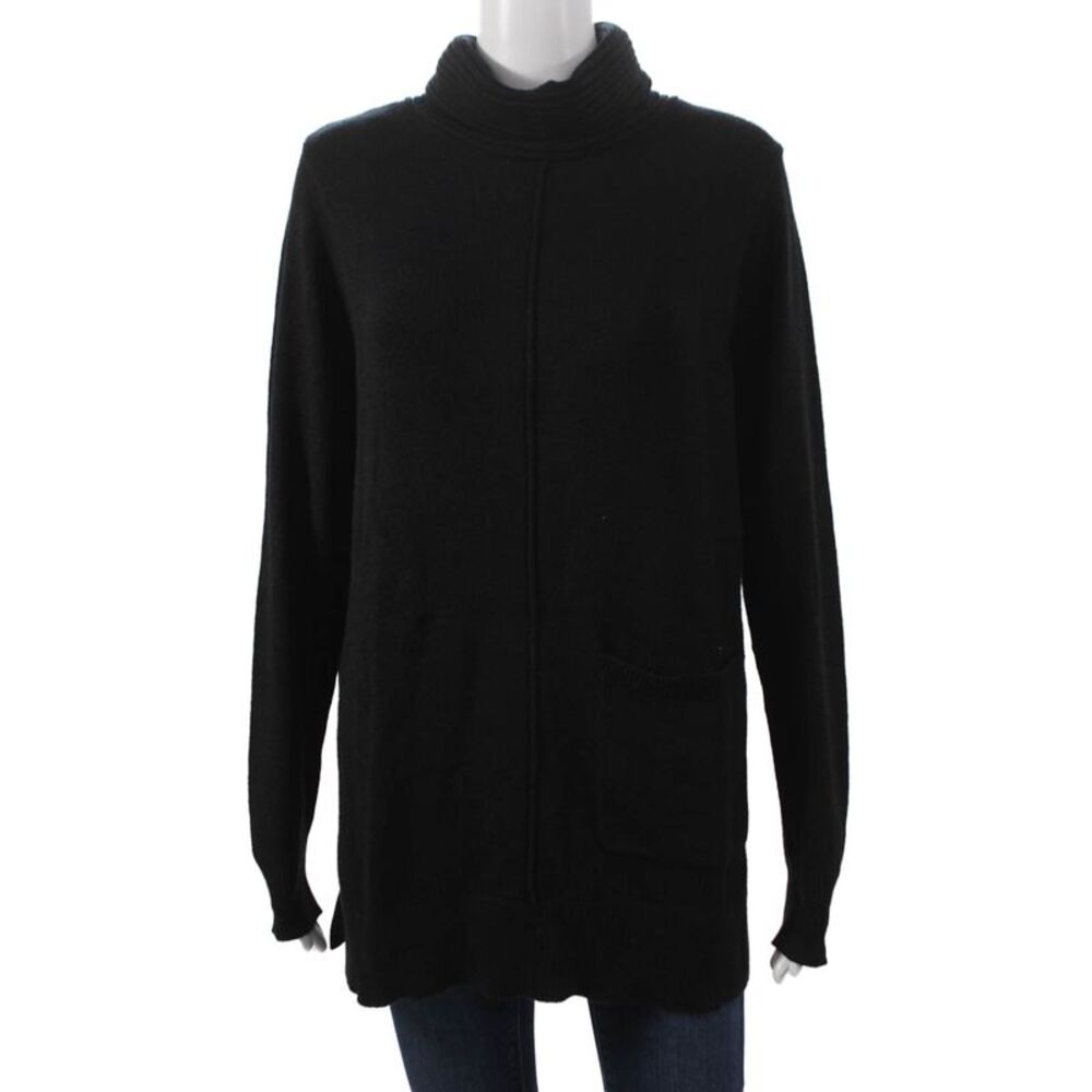 Renuar Womens Turtleneck Pullover Sweater Black Long Sleeve Viscose Size S